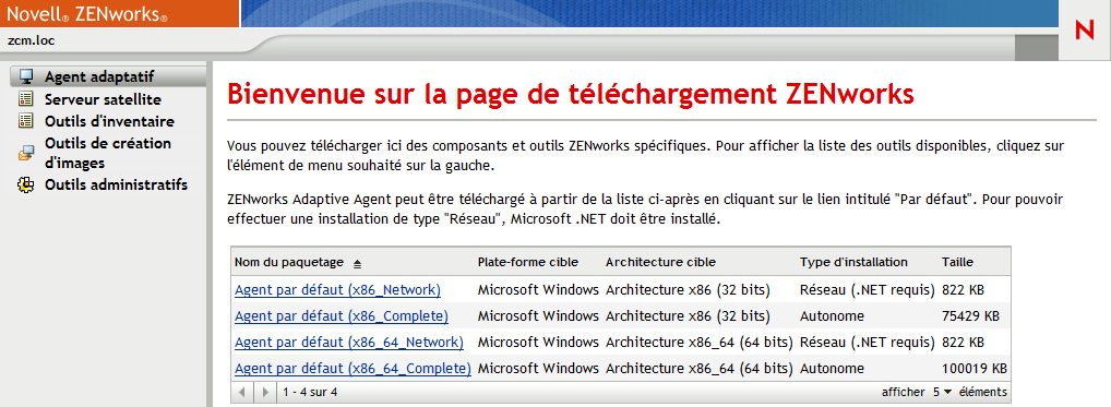 page Téléchargement de ZENworks