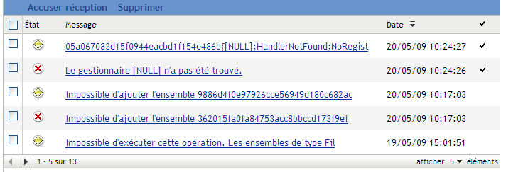 Éditer le journal des messages