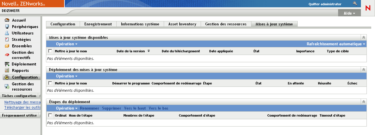 Page Mises à jour système