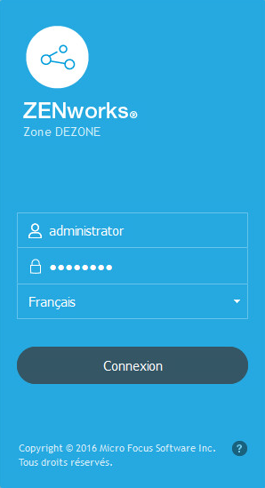 boîte de dialogue Connexion à ZENworks