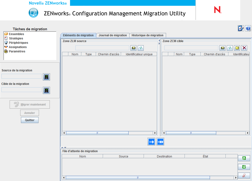 Console de migration