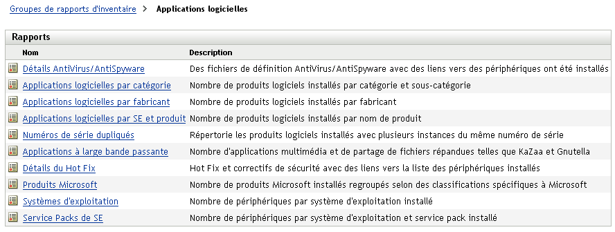 page Applications logicielles