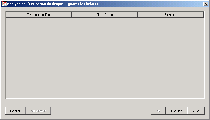 Analyse de l'utilisation du disque - Ignorer les fichiers