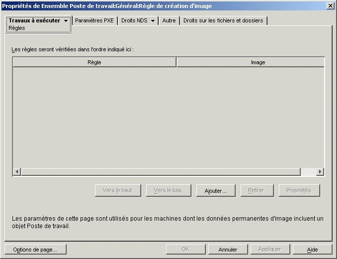 La page de stratégie de création d'image de poste de travail.