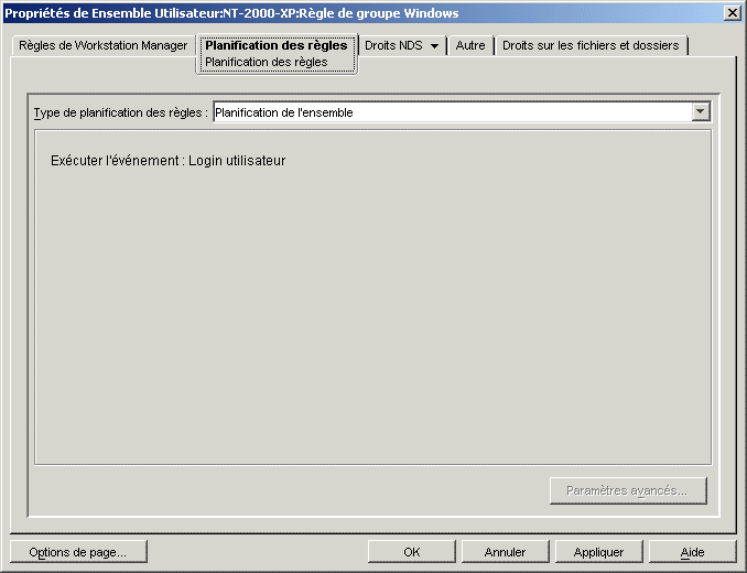 Page Planification des stratégies utilisateur extensibles