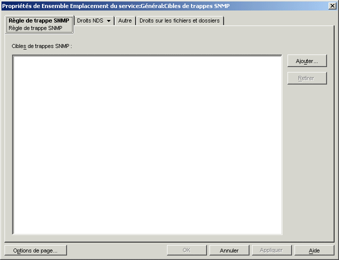 Page Stratégie de trappes SNMP.