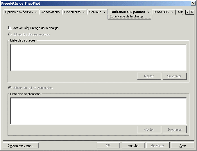 Page Équilibrage de la charge de l'objet Application MSI