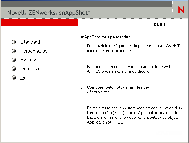 Menu principal de snAppShot