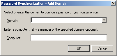 Boîte de dialogue Synchronisation de mot de passe - Ajouter un domaine