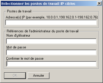 Boîte de dialogue Sélectionner les postes de travail IP cibles.