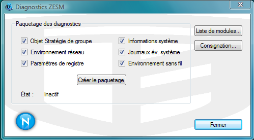 Création d'un paquetage de diagnostics