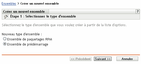 Étape 1 page de création d'un nouvel ensemble : sélectionner le type d'ensemble