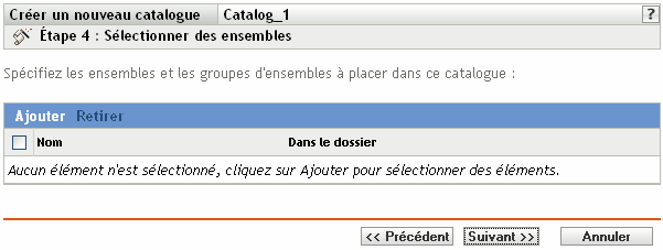 Page Sélectionner des ensembles