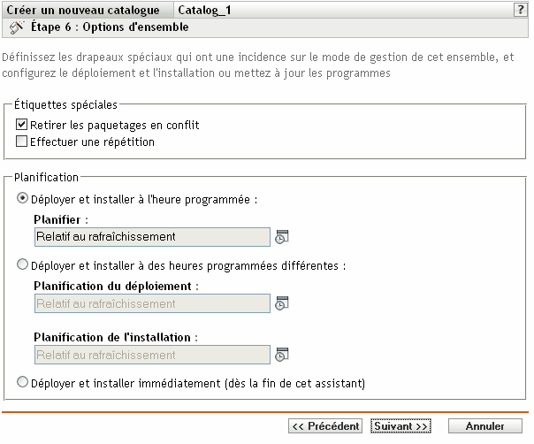 Page Étiquettes spéciales