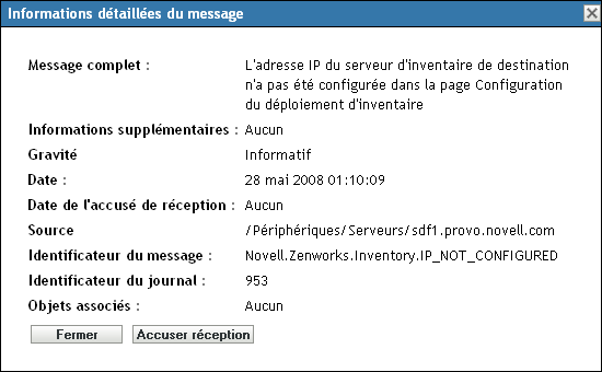 Informations détaillées concernant l'événement