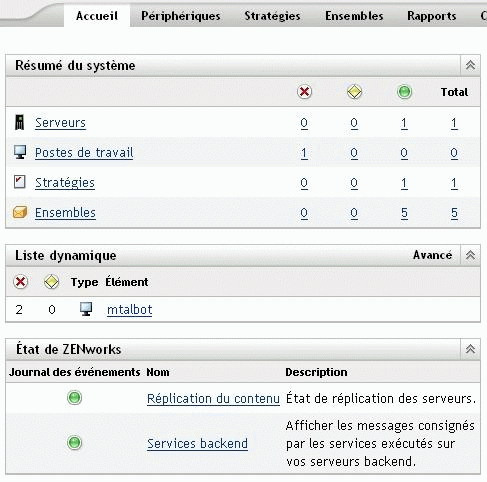 Page Résumé et liste dynamique