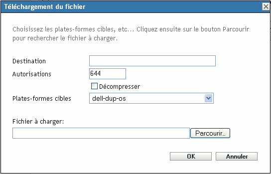 Boîte de dialogue Téléchargement de fichier