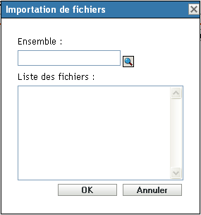 Boîte de dialogue Importation de fichier