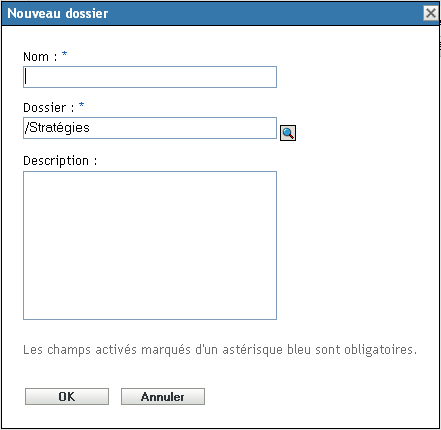 Boîte de dialogue Nouveau dossier