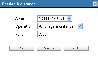 Boîte de dialogue Gestion à distance