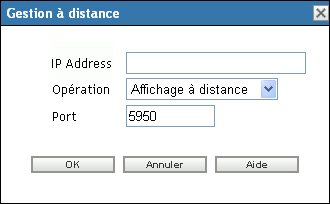 Boîte de dialogue Gestion à distance