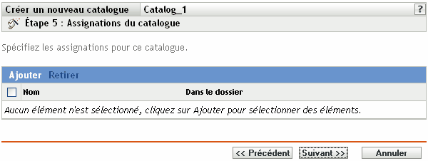 Page Assignations du catalogue