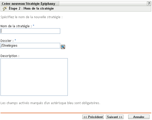 Page des noms de stratégies