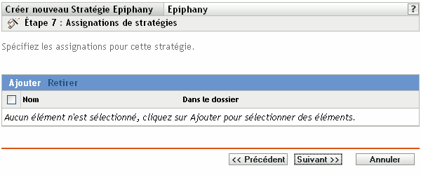 Page Assignations de stratégies