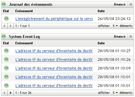 Journaux des événements