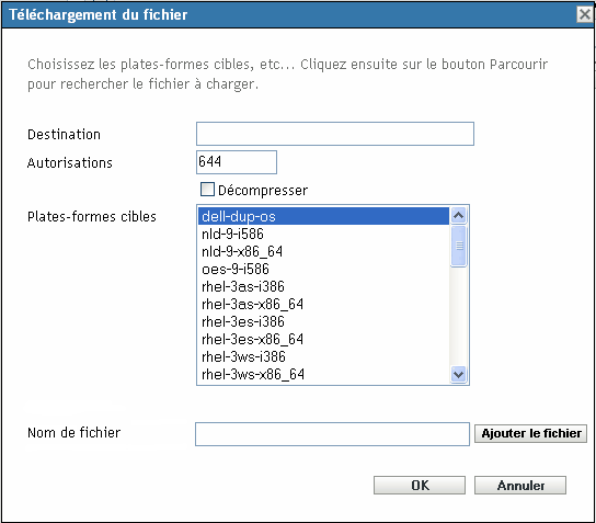 Boîte de dialogue Téléchargement du fichier