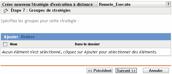 Page des groupes de stratégies