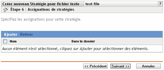 Page Assignations de stratégies