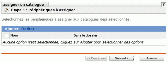 Page Périphériques à assigner