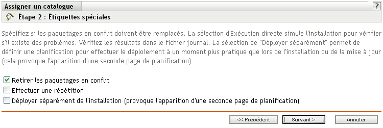 Page Étiquettes spéciales