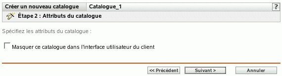 Page Attributs du catalogue