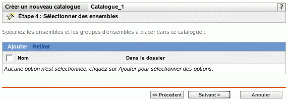 Page Sélectionner des ensembles