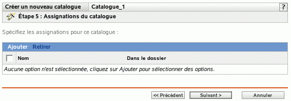 Page Assignations du catalogue