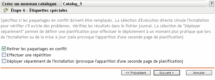 Page Étiquettes spéciales