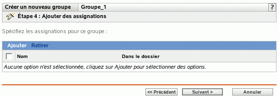 Page Ajouter des assignations