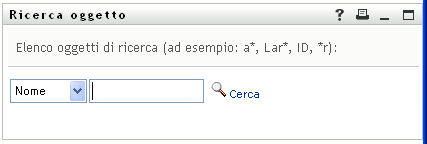 Nella pagina di ricerca degli oggetti è possibile specificare i criteri di ricerca