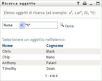 Nella pagina di ricerca vengono visualizzati i risultati della ricerca