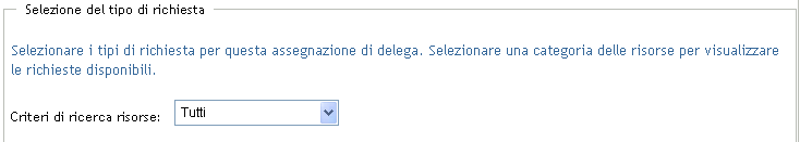 Criteri di ricerca risorse impostati su Tutto