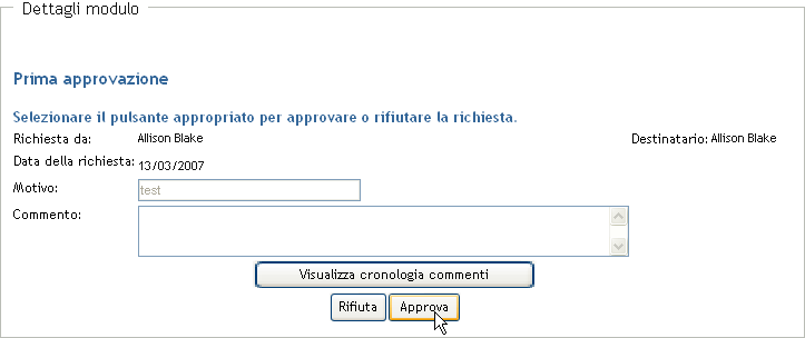 Pagina Dettagli modulo