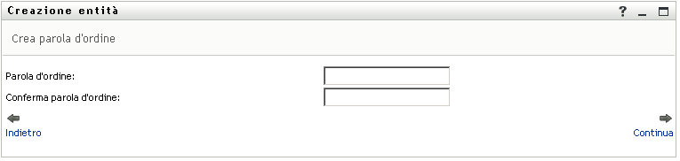 Pannello Crea password