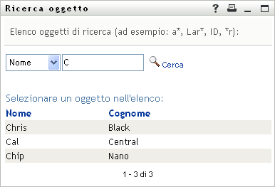 Al termine del processo di ricerca, i relativi risultati verranno visualizzati anche nella pagina Ricerca oggetto