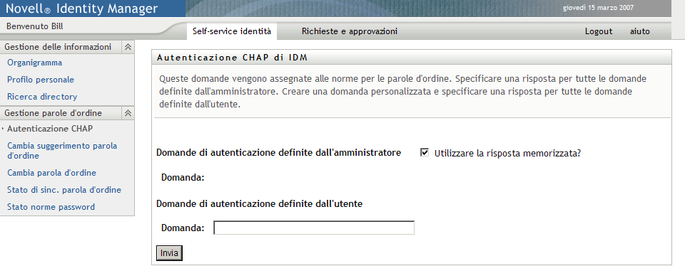 Pagina Autenticazione CHAP