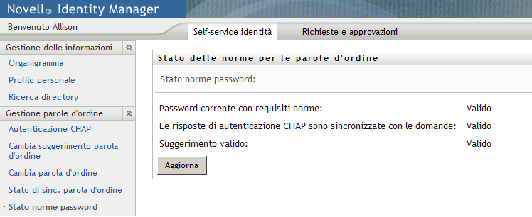 Pagina Stato norme password