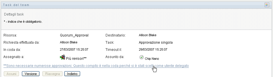 Continuazione del modulo Dettagli task