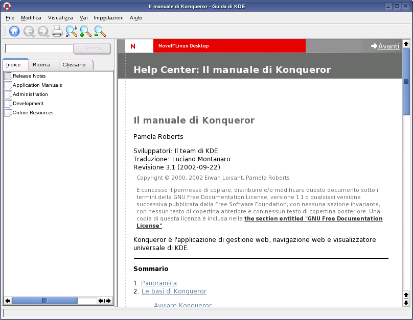 Finestra principale del Centro di aiuto