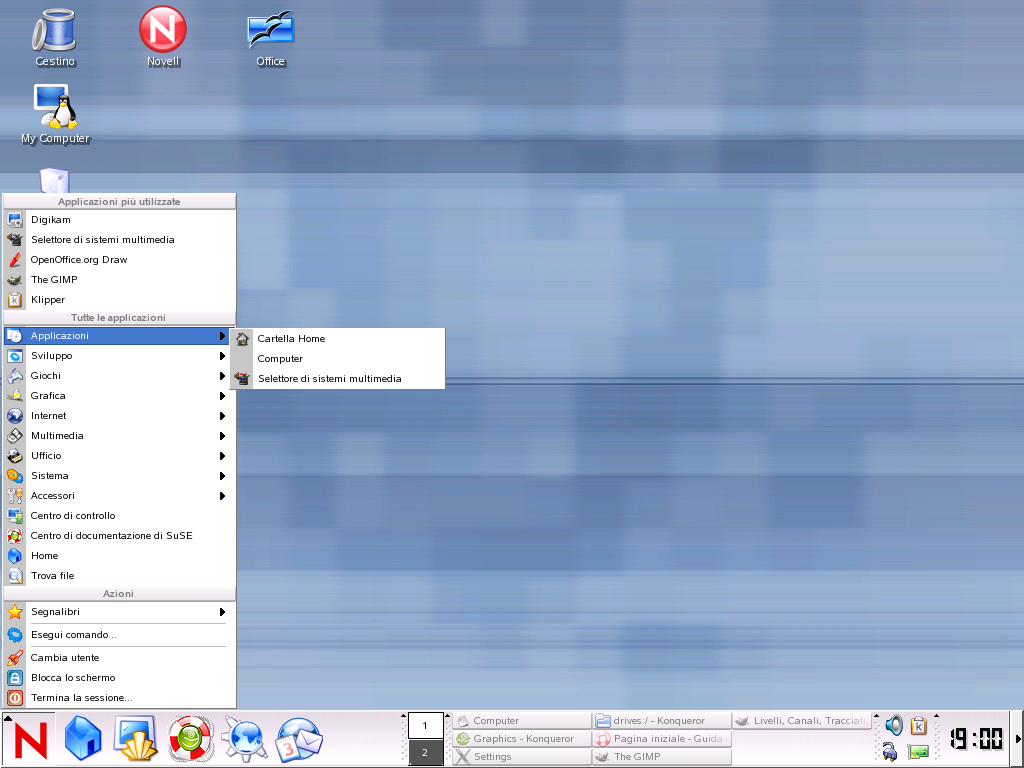 Menu Programmi di Novell Linux Desktop
